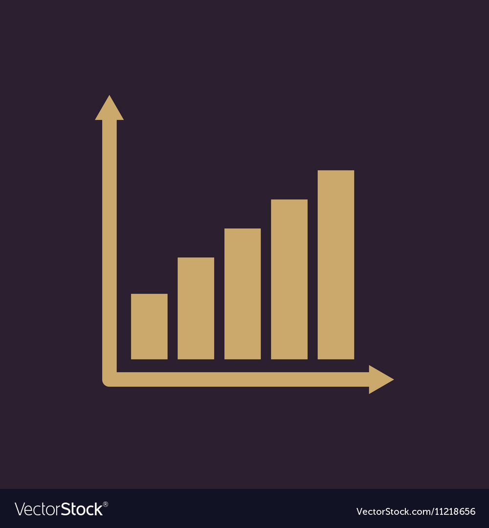 Growing graph icon growth and up symbol flat