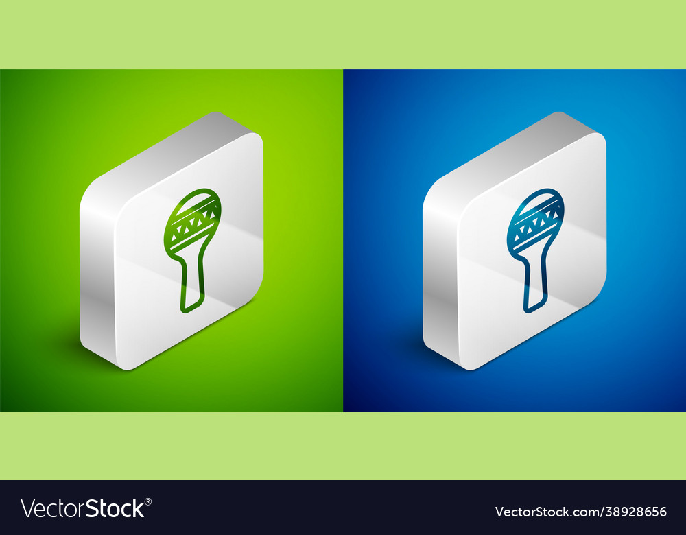 Isometrische Linie maracas Icon isoliert auf grün