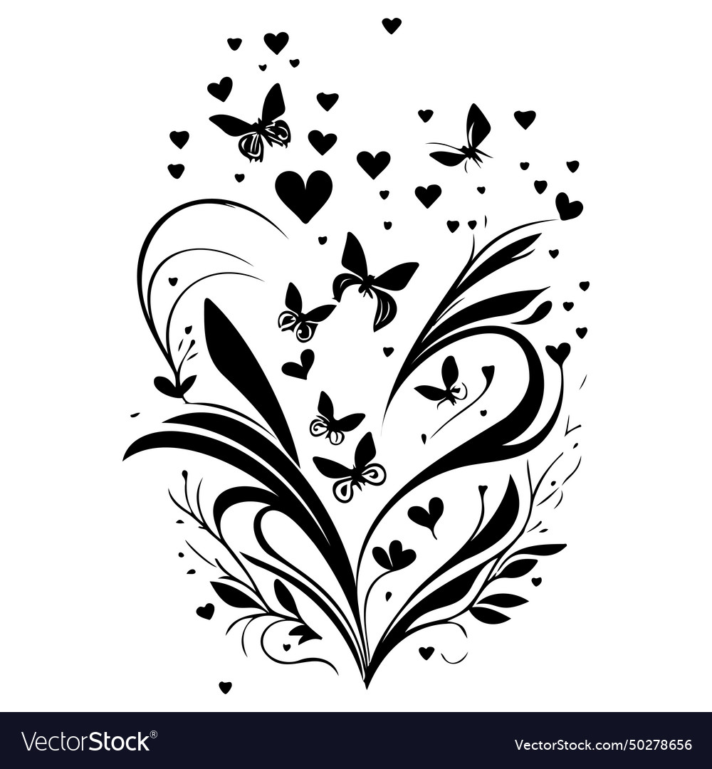 Love with butterfly valentine hand draw Royalty Free Vector