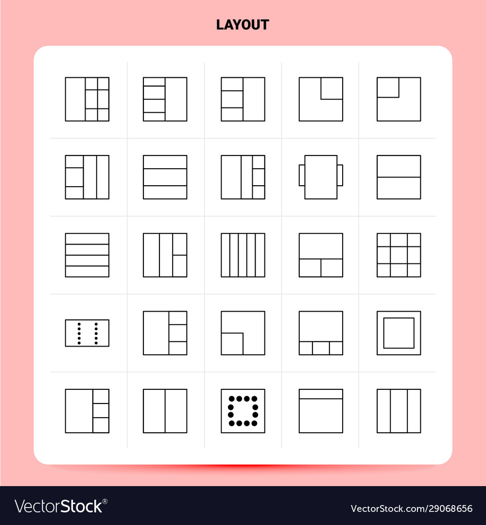 Outline 25 layout icon set line style design