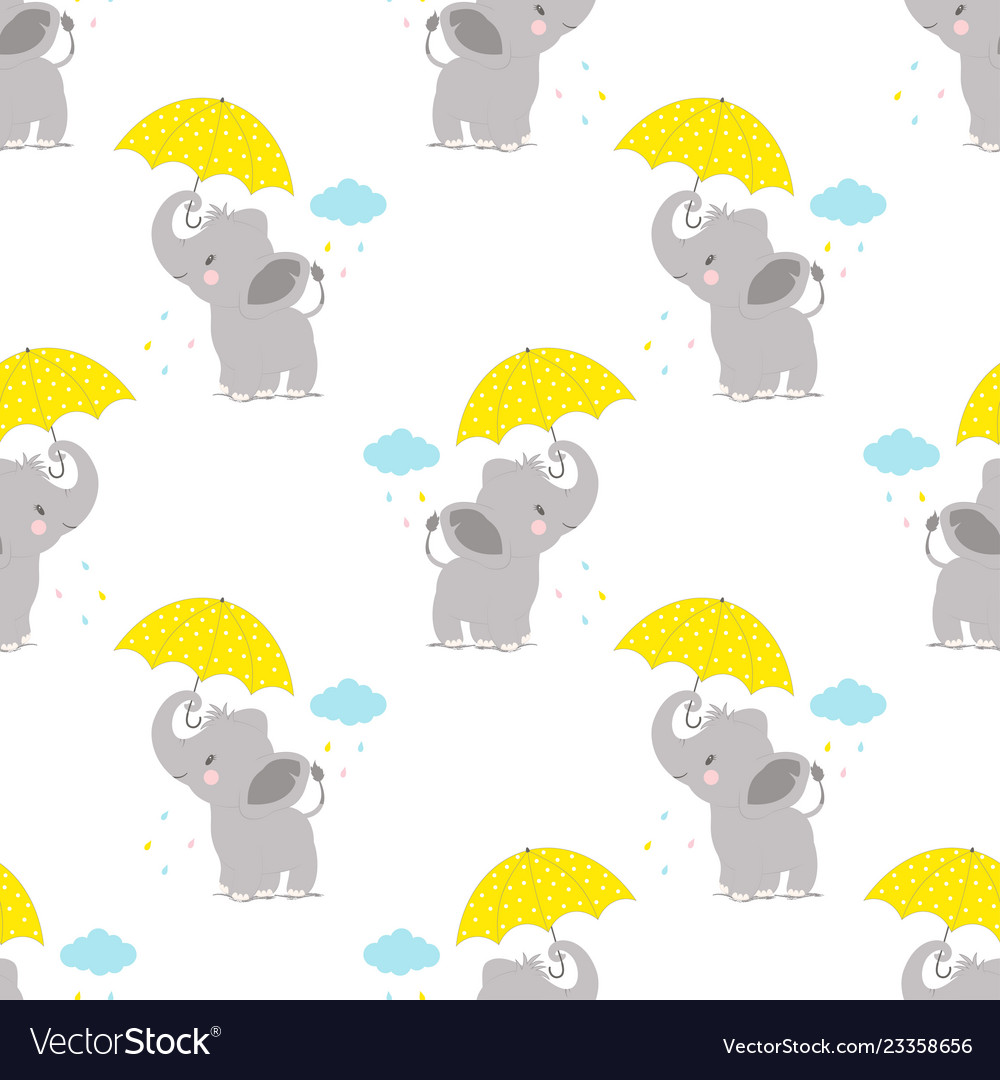 Pattern with elephant and umbrella Royalty Free Vector Image