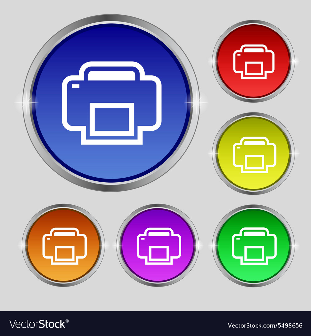 Printing icon sign round symbol on bright Vector Image