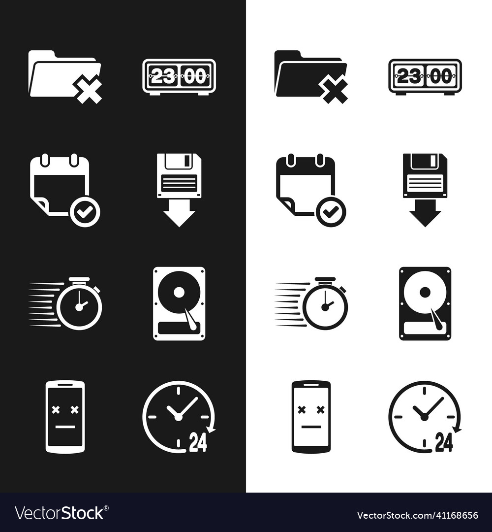 Set floppy disk backup calendar with check mark