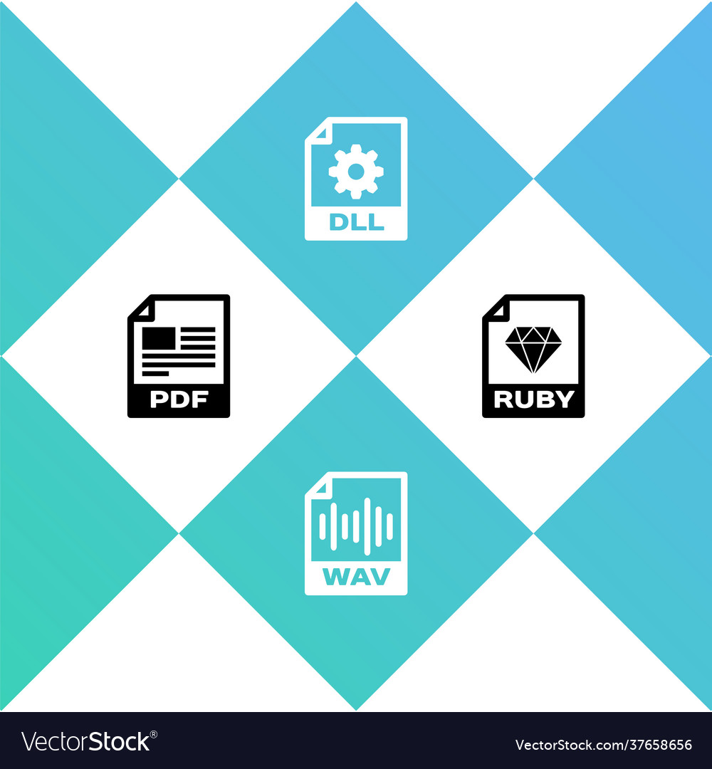 Set pdf file document wav dll and ruby icon