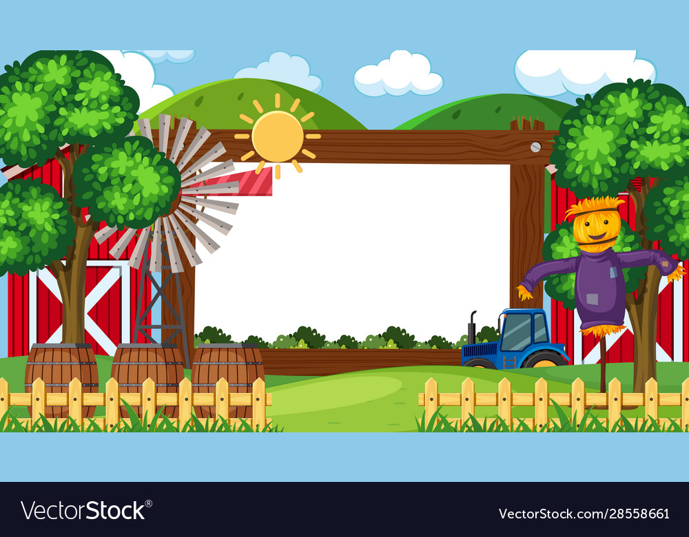 Border template with farm scene in background Vector Image