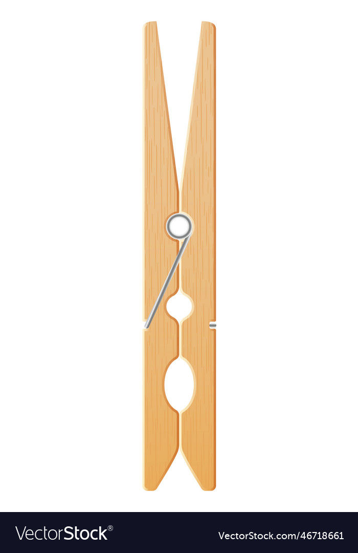 Clothes pin realistic wooden peg for housework Vector Image