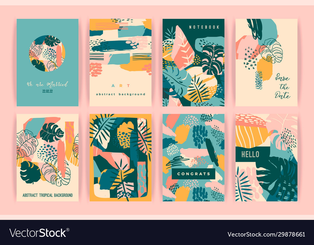 Creative set templates with tropical plants