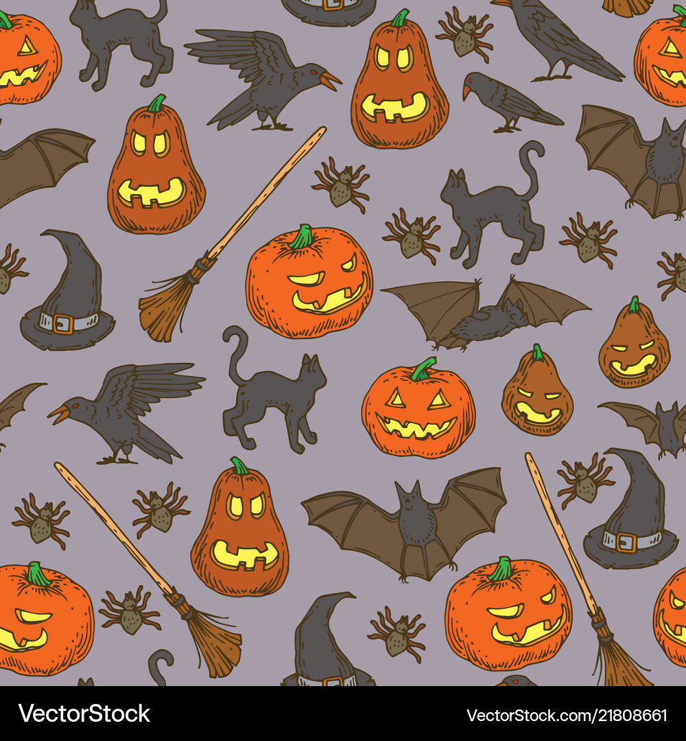 Halloween seamless pattern Royalty Free Vector Image