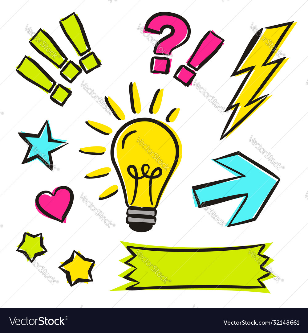 Handdrawn elements in pop art style Royalty Free Vector