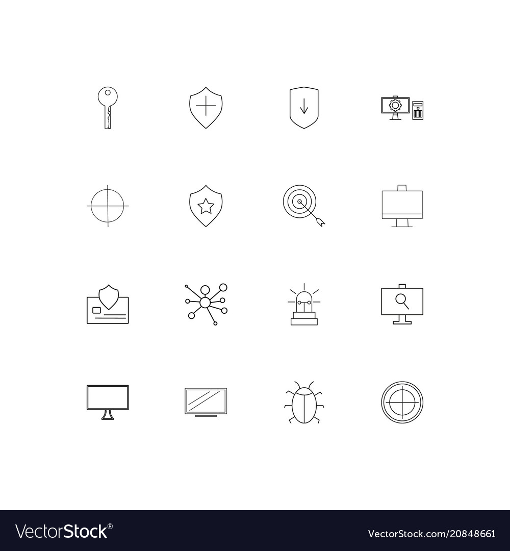 Internet security linear thin icons set outlined