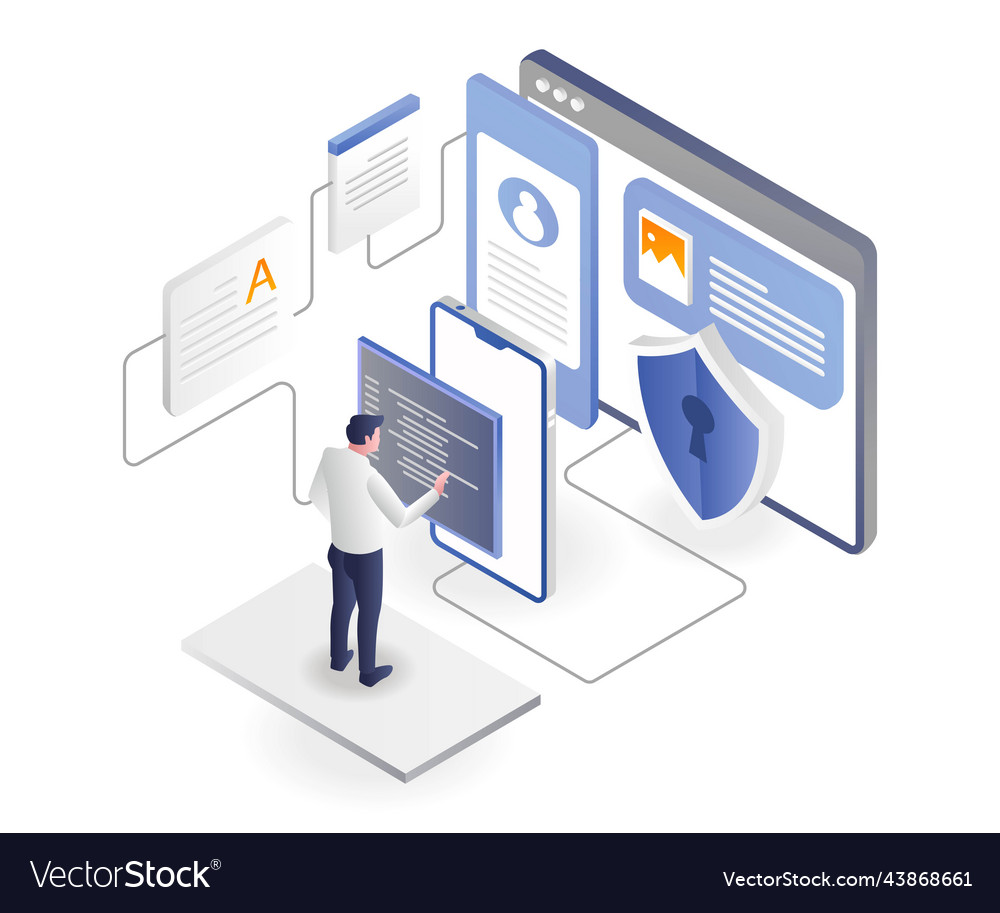 Mann sichert Anwendungsprogrammdaten vector image Mann sichert Anwendungsprogrammdaten