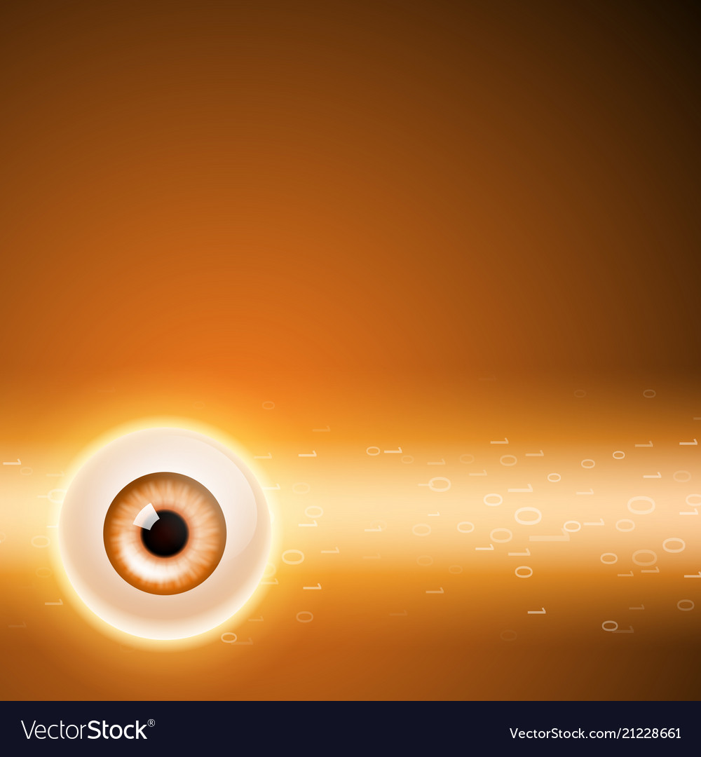 Orange background with eye and binary code vector image Orange background with eye and binary code