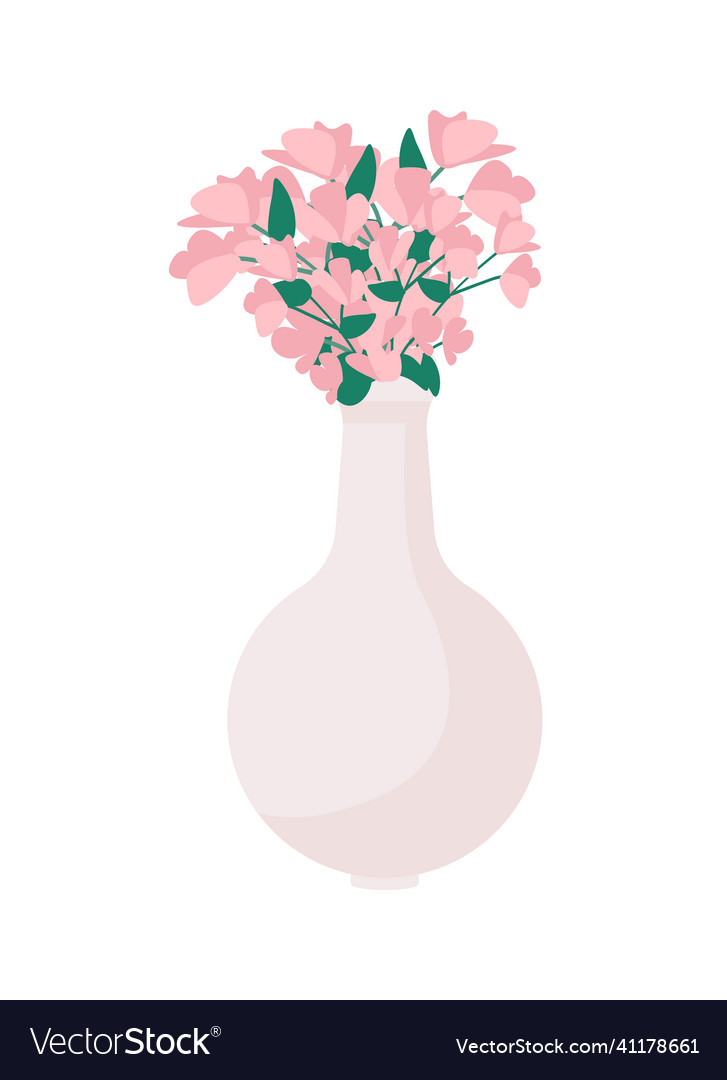 Pink bouquet in vase semi flat color object