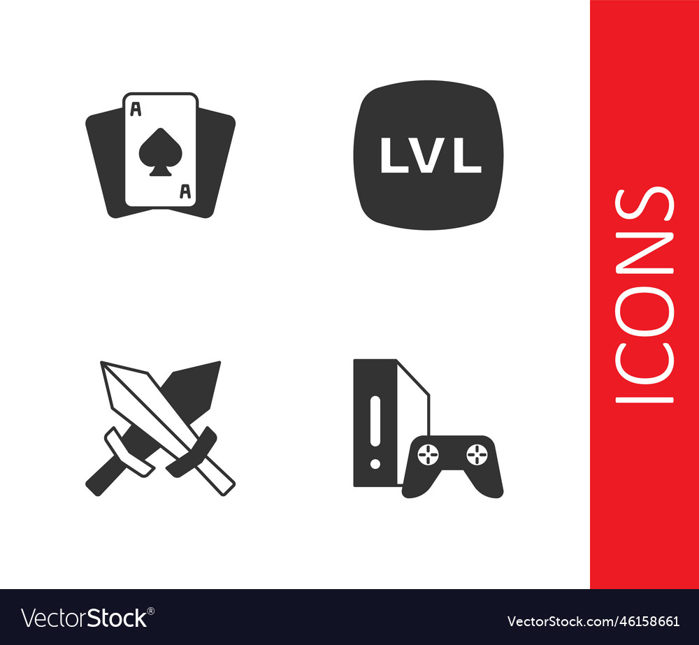 Set game console with joystick playing cards vector image Set game console with joystick playing cards