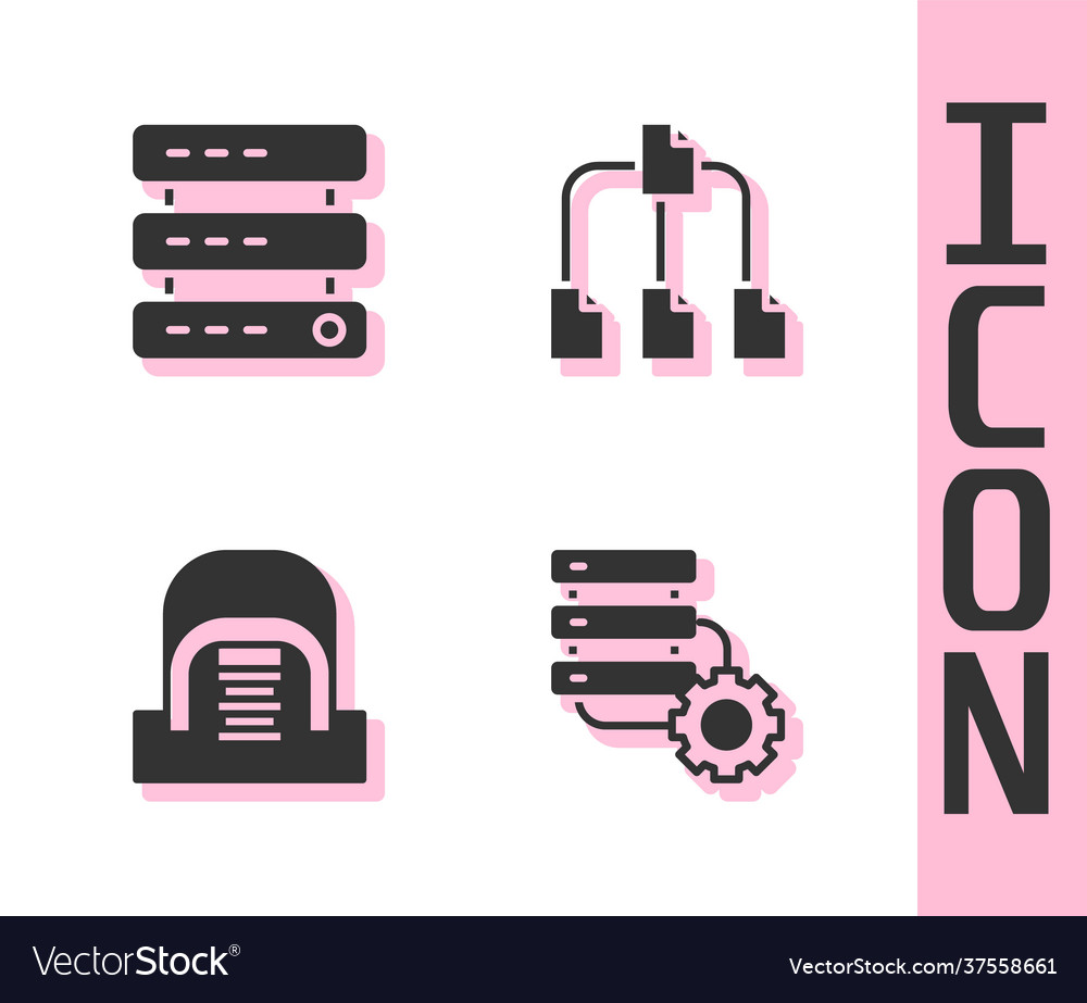 Set server and gear data web hosting vector image Set server and gear data web hosting
