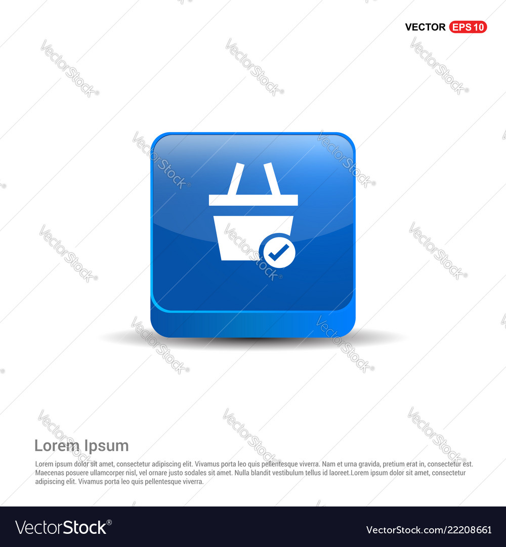 Shopping cart and tick sign - 3d blue button