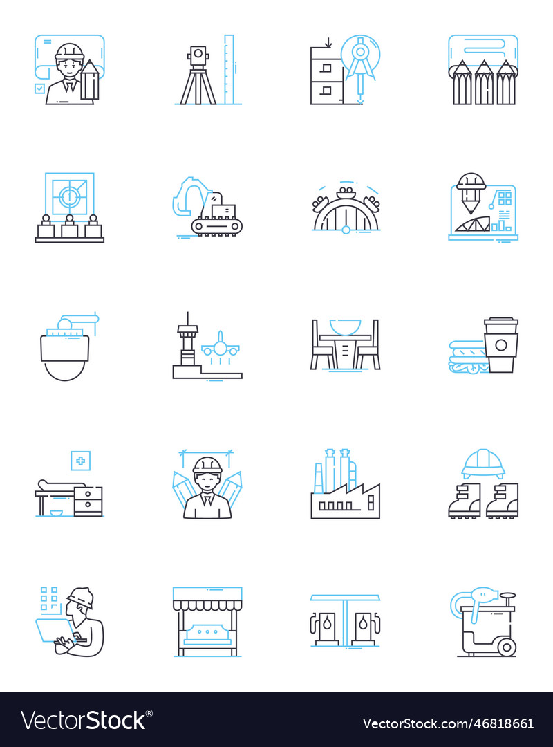 Skyscraping block linear icons set towering high vector image Skyscraping block linear icons set towering high