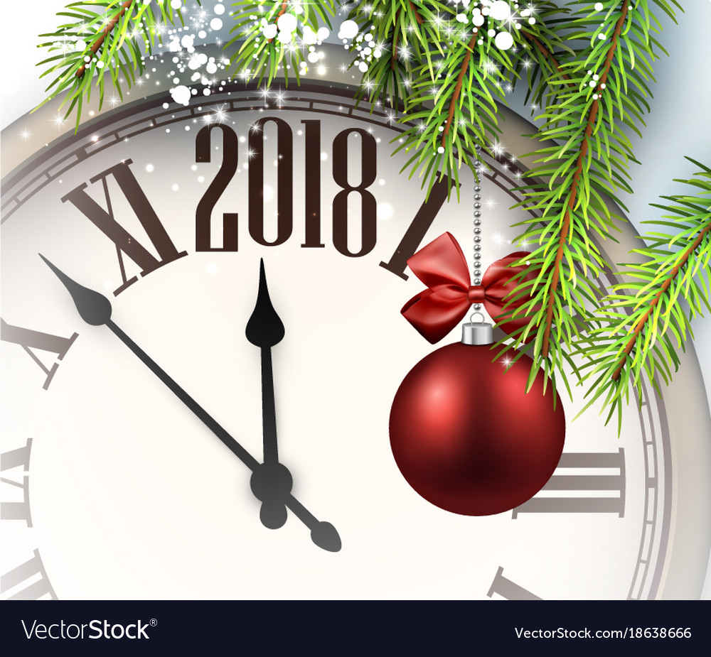 2018 new year background with clock