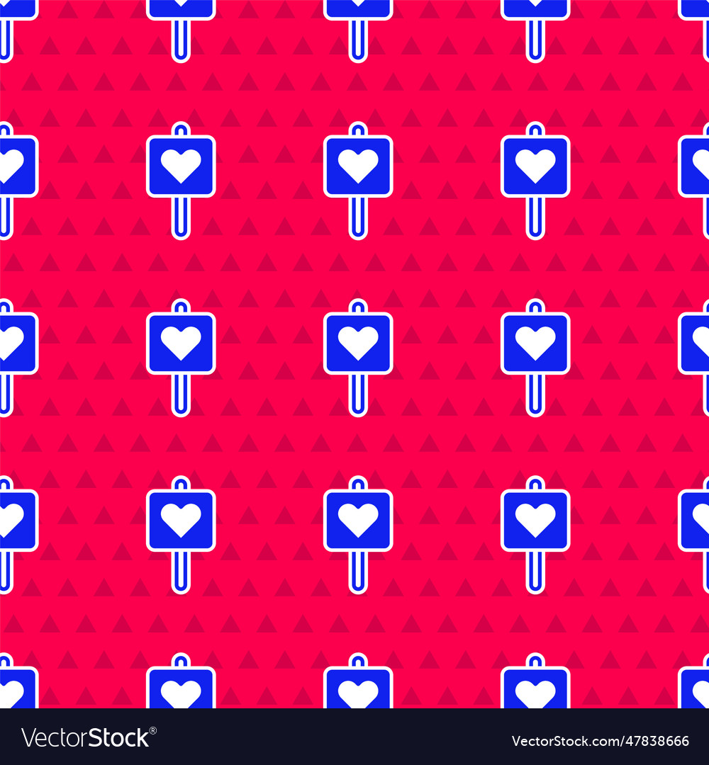 Blue map pointer with heart icon isolated seamless vector image Blue map pointer with heart icon isolated seamless