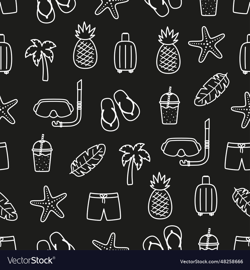 Cartoon seamless pattern with beach elements