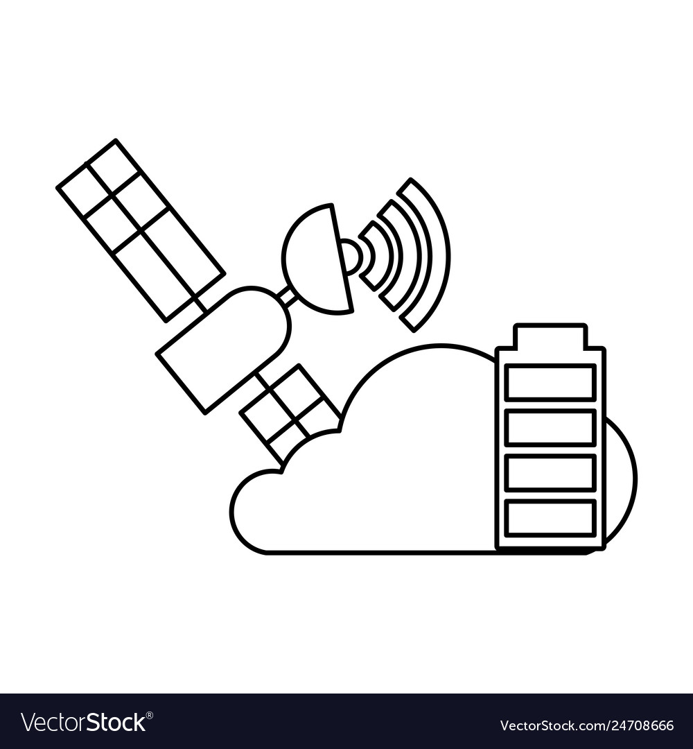 Cloud computing satellite and battery autonomous Vector Image Cloud computing satellite and battery autonomous