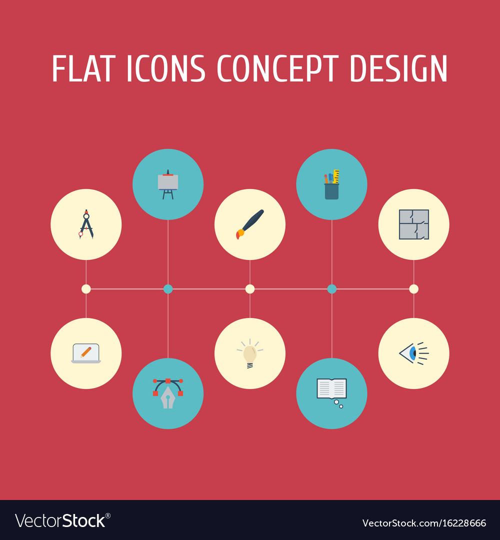 Flat icons scheme science concept and other