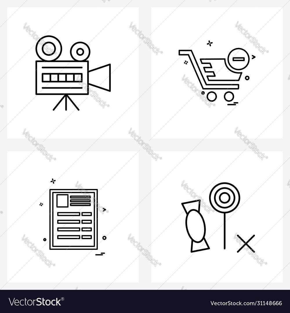 Modern style set 4 line pictograph grid based