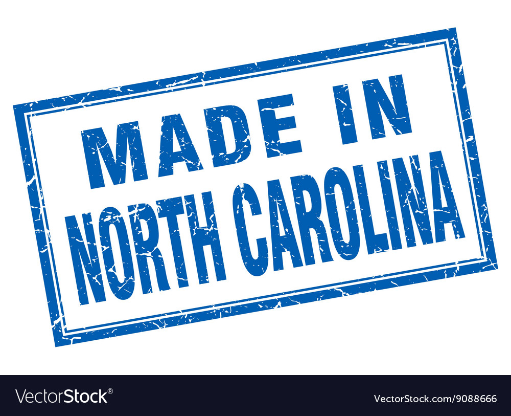 North carolina blue square grunge made in stamp