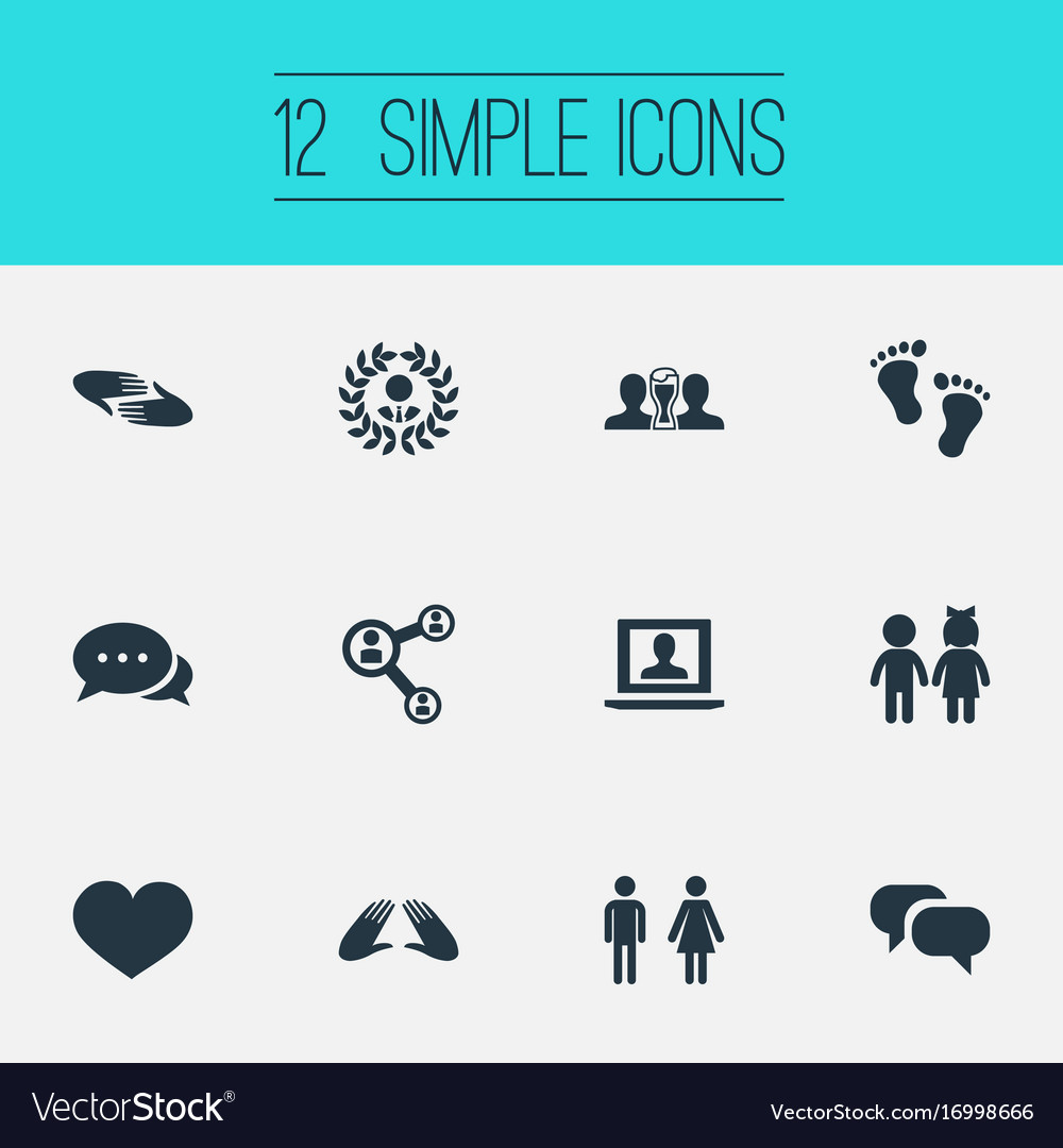 Set of simple friends icons