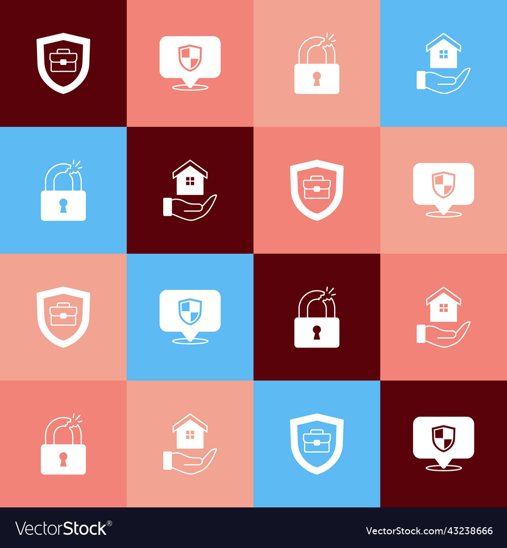 Set pop art briefcase with shield location vector image Set pop art briefcase with shield location