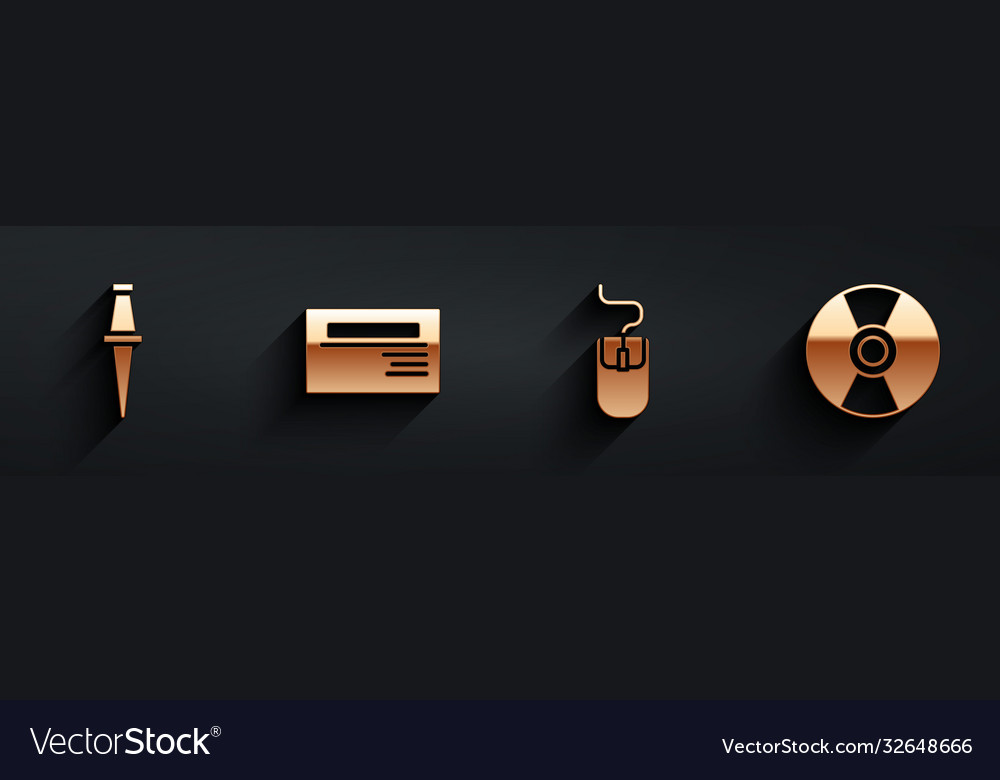 Set push pin business card computer mouse and cd vector image Set push pin business card computer mouse and cd