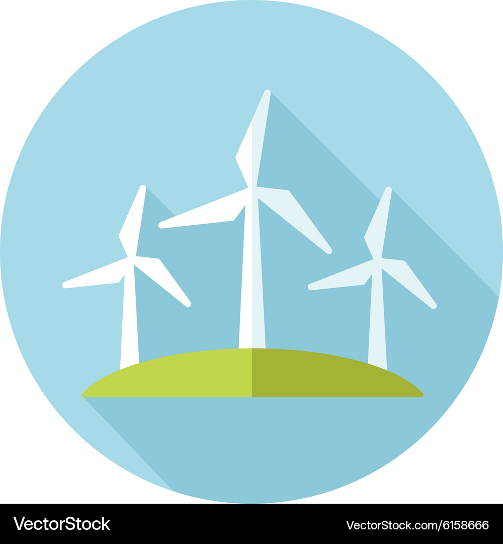 Windmill flat icon with long shadow Royalty Free Vector