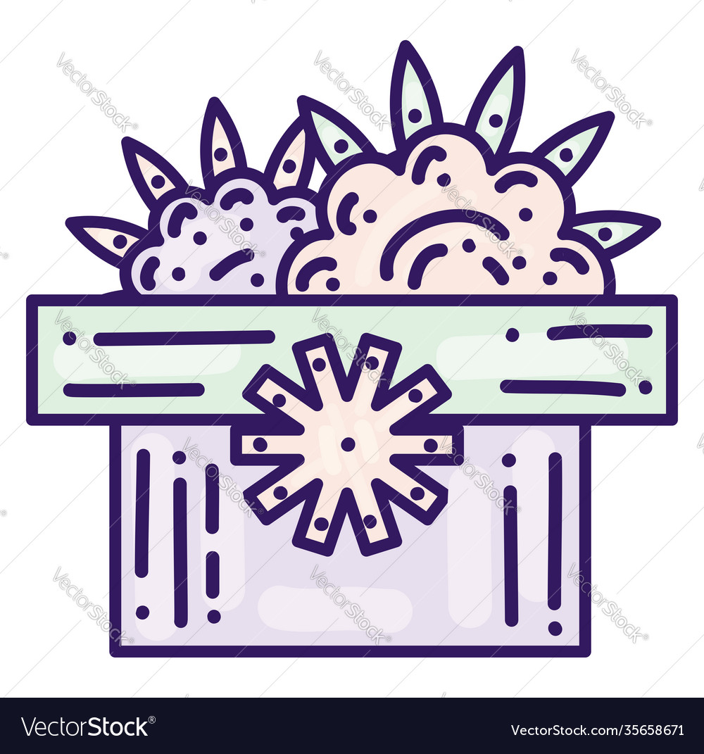 Box filled with clouds on white background