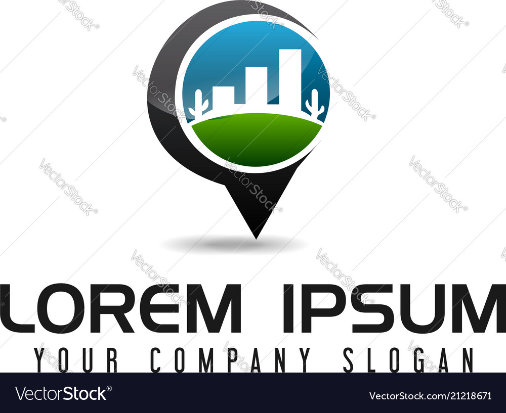 Building map navigation logo design concept Vector Image