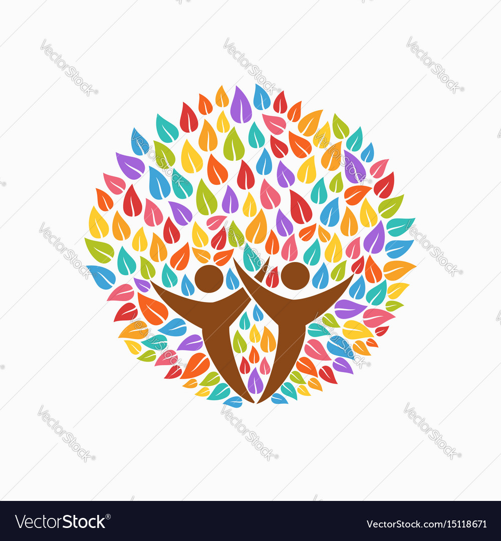 Color tree people symbol for community team help Vector Image