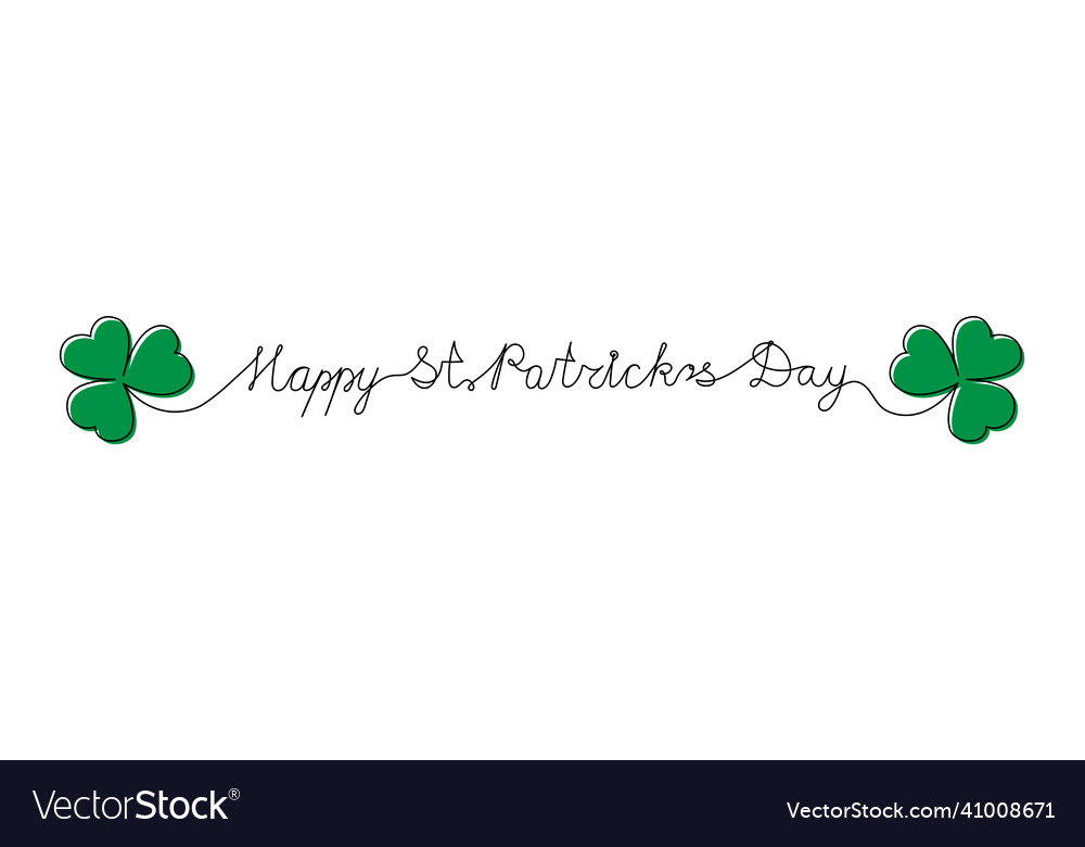 Continuous one line script cursive text happy st vector image Continuous one line script cursive text happy st