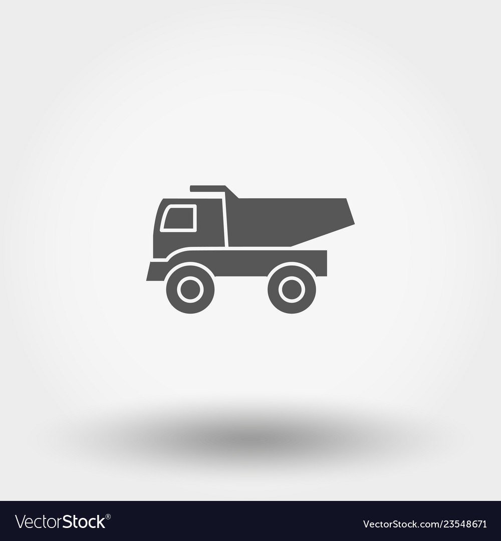 Dump truck toy icon silhouette flat Royalty Free Vector