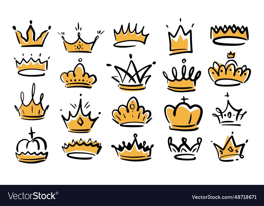 Golden crown head tiara diadem or decal doodle Vector Image