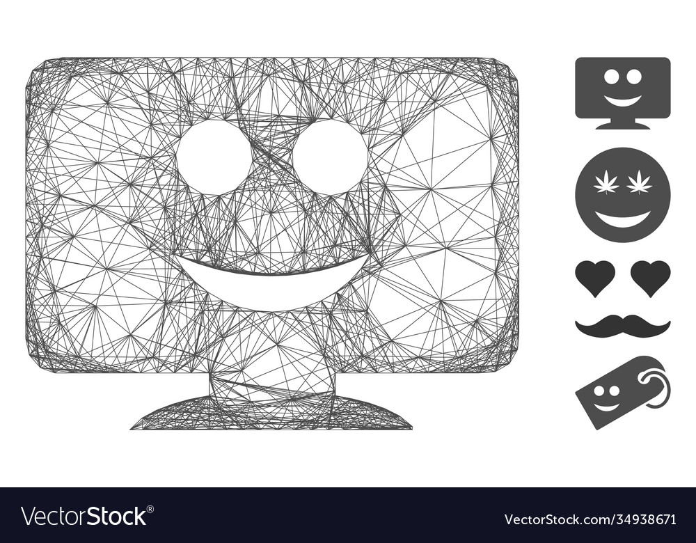 Network display smile mesh vector image Network display smile mesh