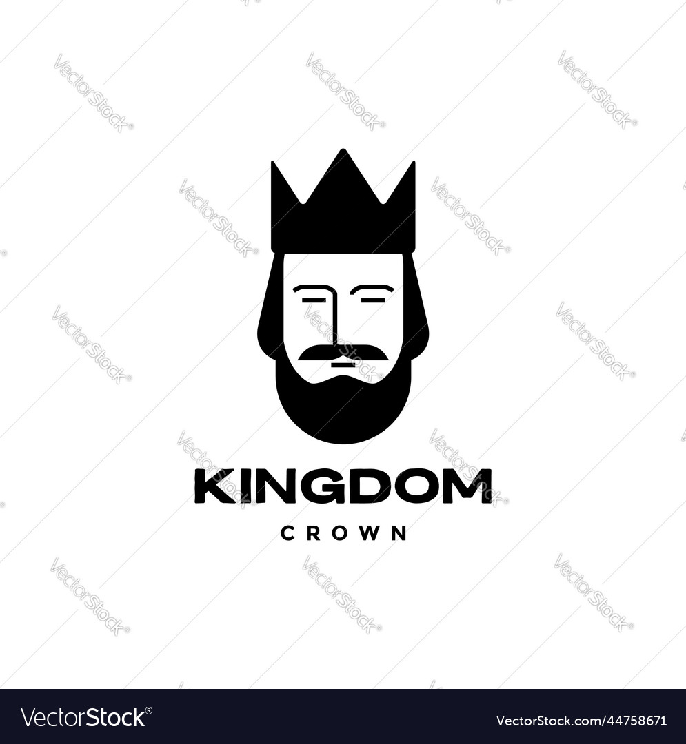 Owl man face king bearded crown minimalist logo Vector Image