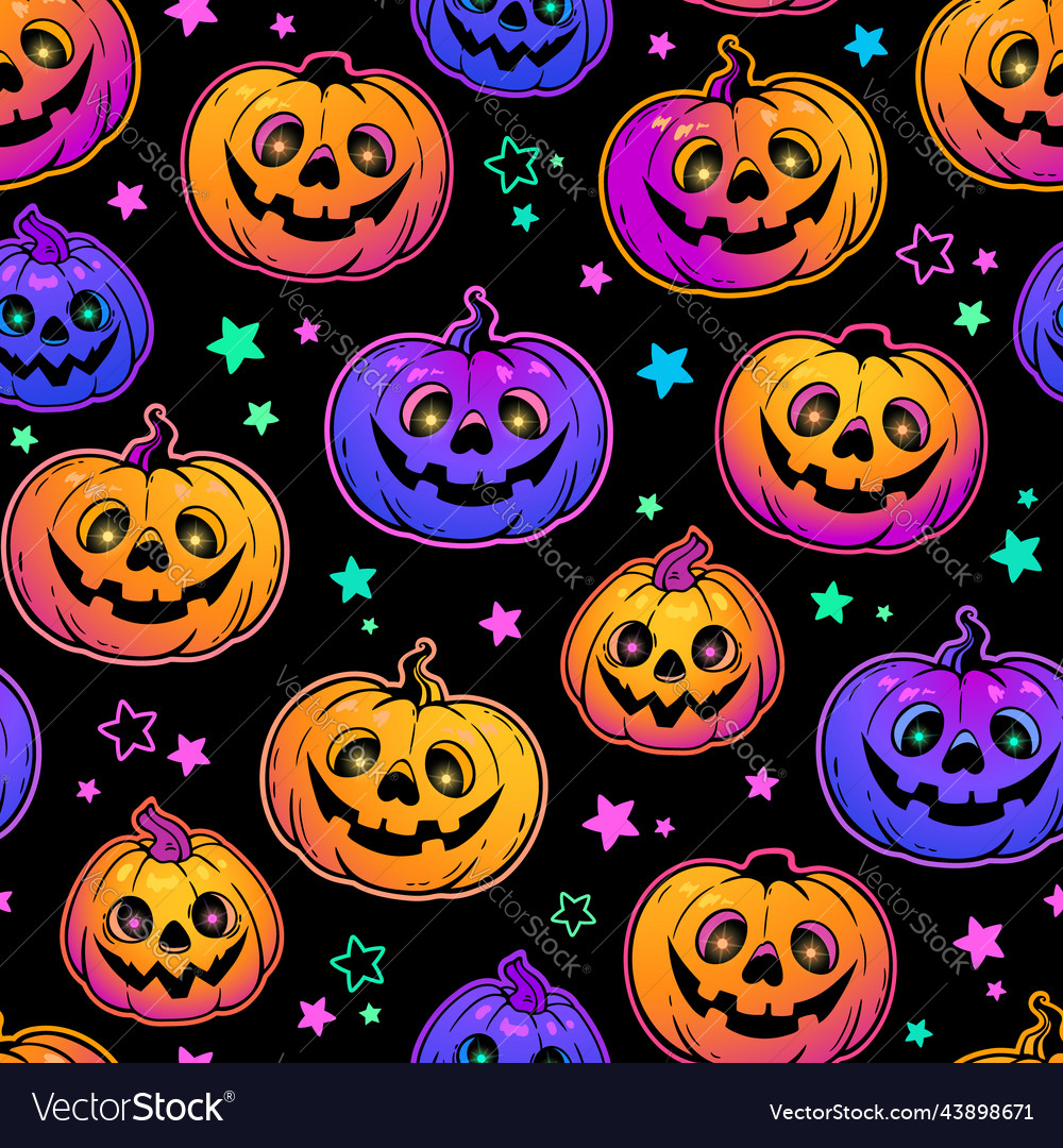 Seamless of halloween smiling pumpkins vector image Seamless of halloween smiling pumpkins