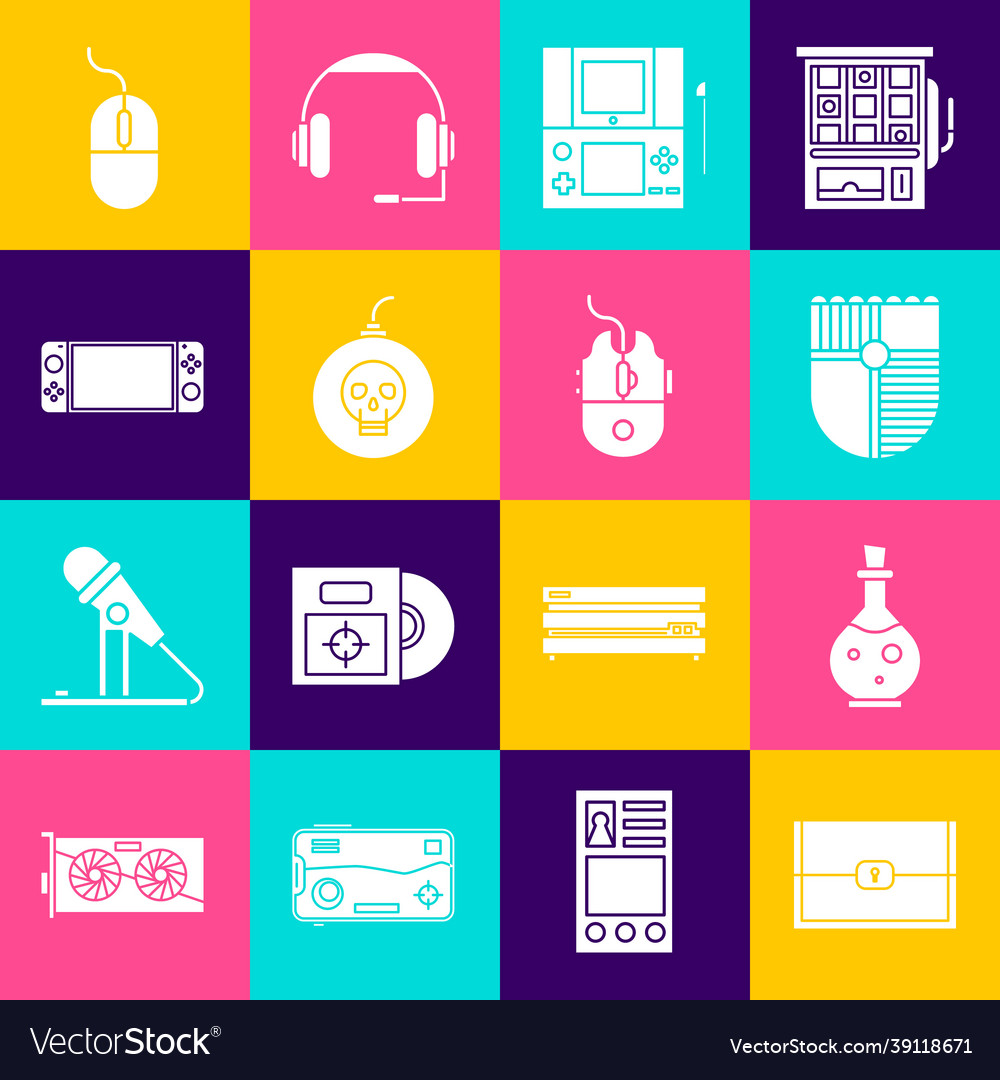 Set chest for game bottle with magic elixir vector image Set chest for game bottle with magic elixir