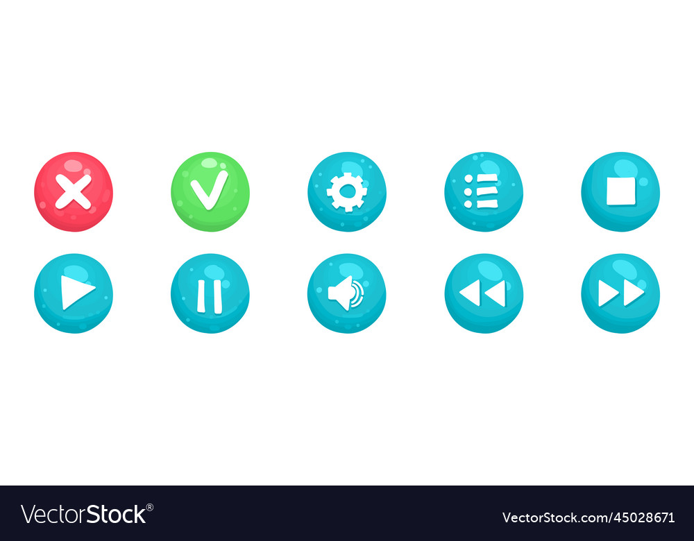 Set of buttons and progress-bar bright different