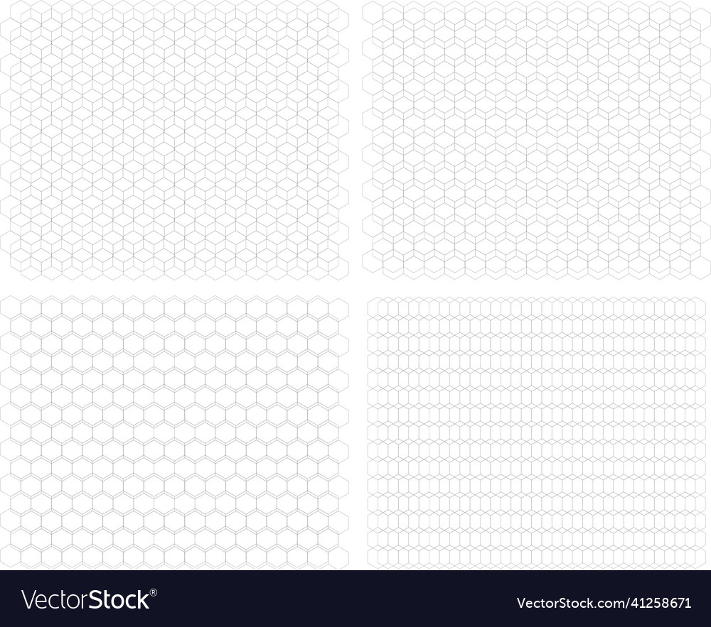 Set of four hexagonal textures geometric pattern