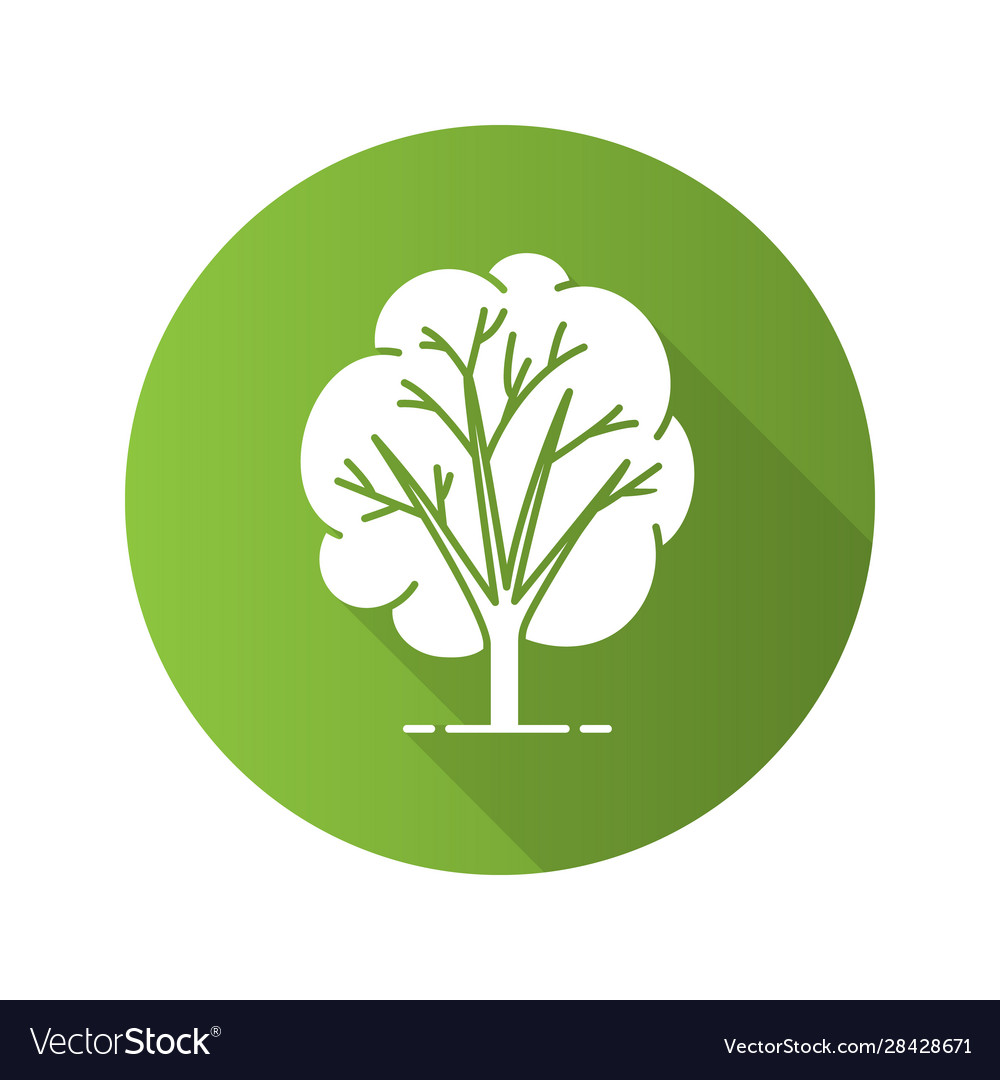 Tree flat design long shadow glyph icon Royalty Free Vector