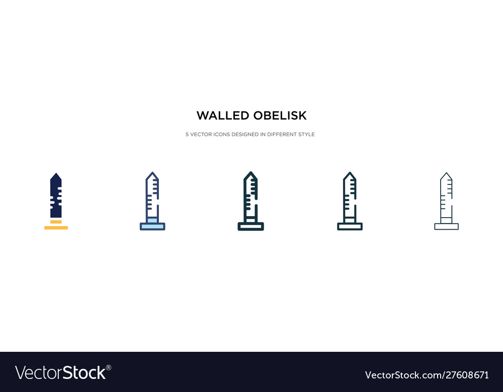 Walled obelisk icon in different style two vector image Walled obelisk icon in different style two