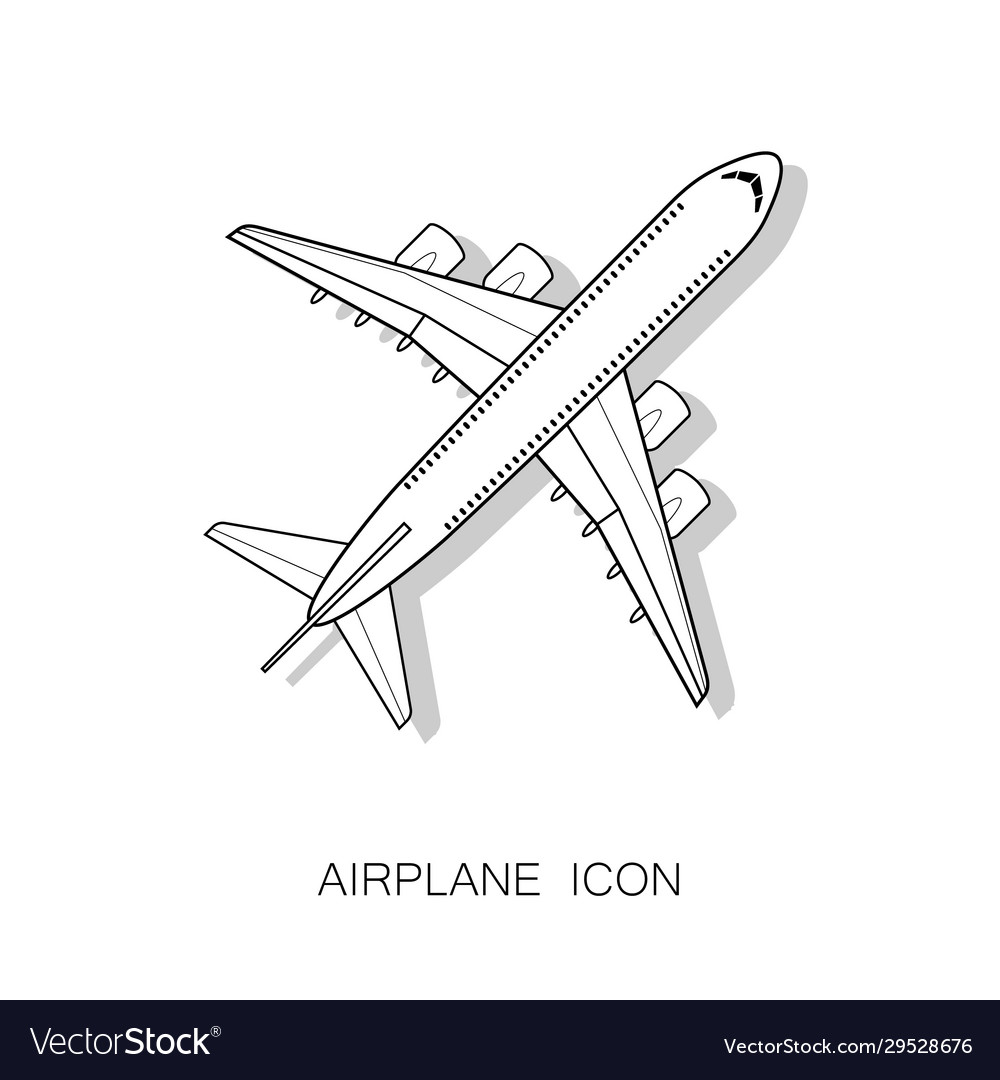 Airplane icon with shadow isolated on white