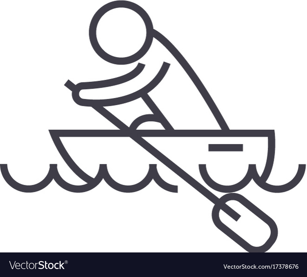 Boat race kayaks rowing race flat line Royalty Free Vector