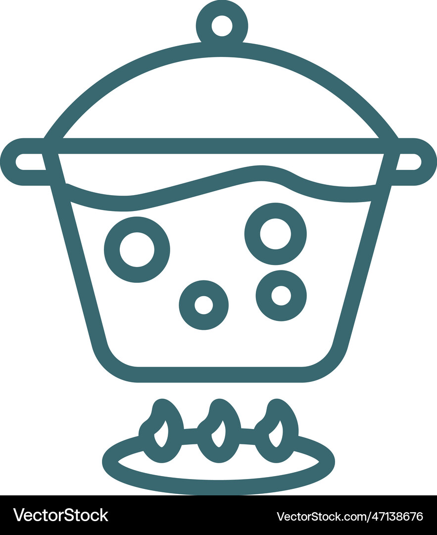 Boiling water pan icon thin line water Royalty Free Vector