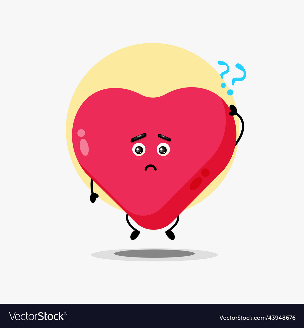 Cute love heart character confused